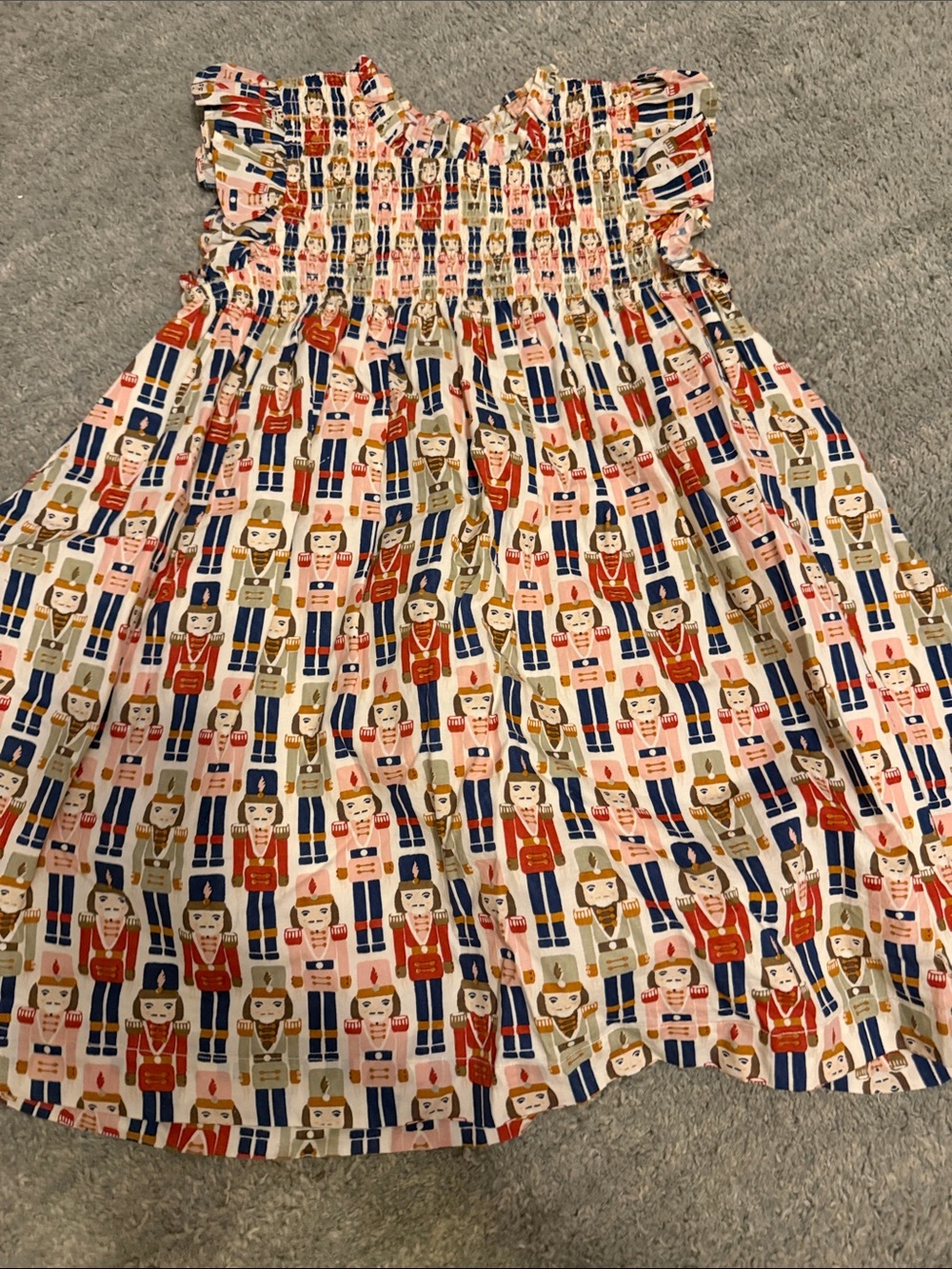 Pink Chicken Girls' Nutcracker Print Pink Smocked Holiday Dress